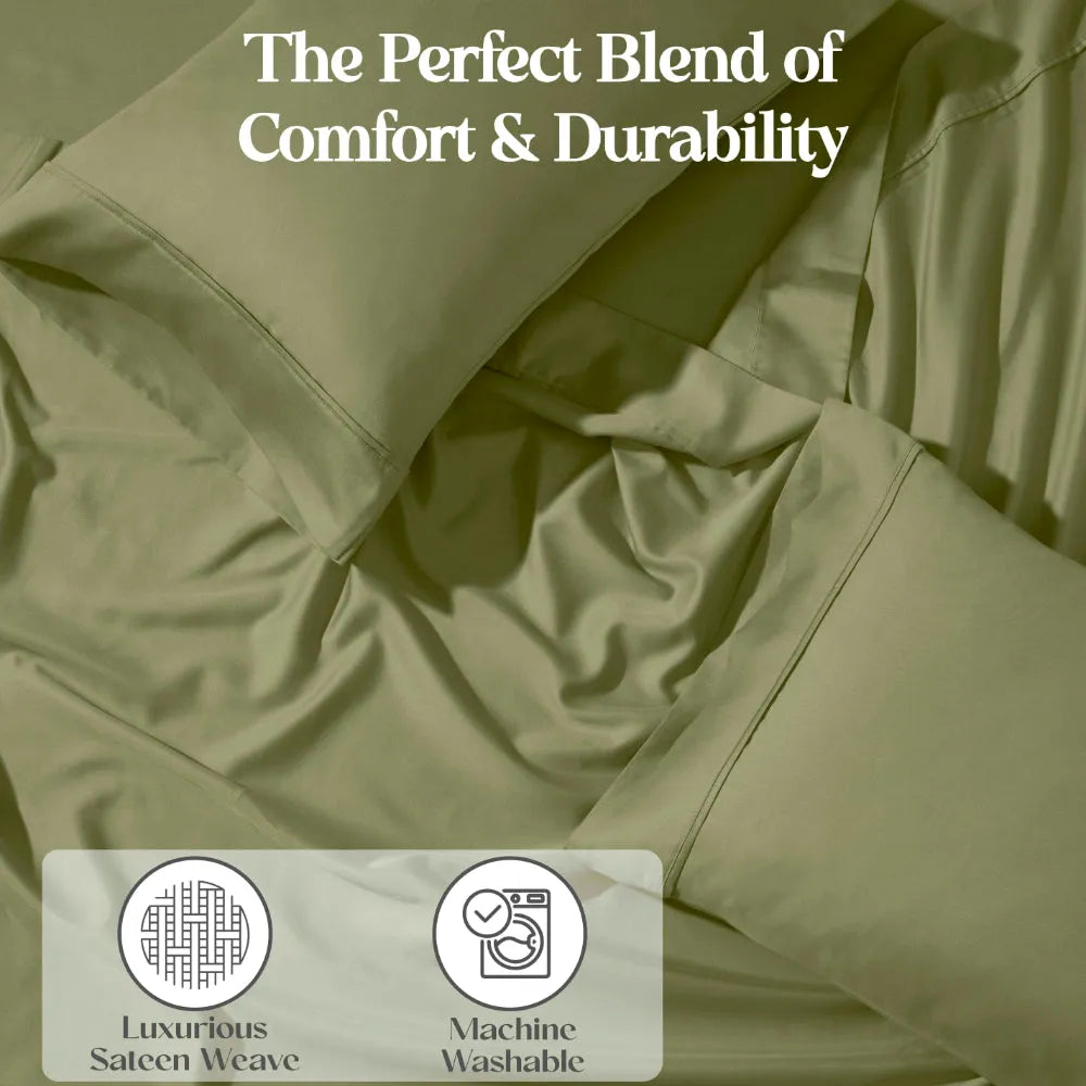 1200 Thread Count Cotton Blend 2 Piece Solid Pillowcase Set