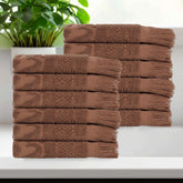 Rolla Cotton Geometric Jacquard Plush Face Towel Washcloth Set of 12