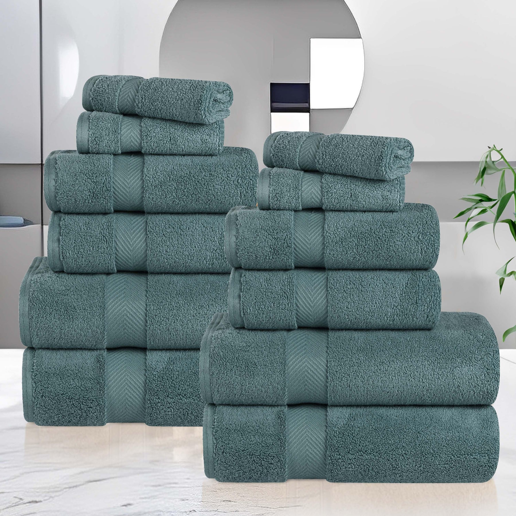 Zero Twist Cotton Ultra-Soft Absorbent Assorted 12 Piece Towel Set