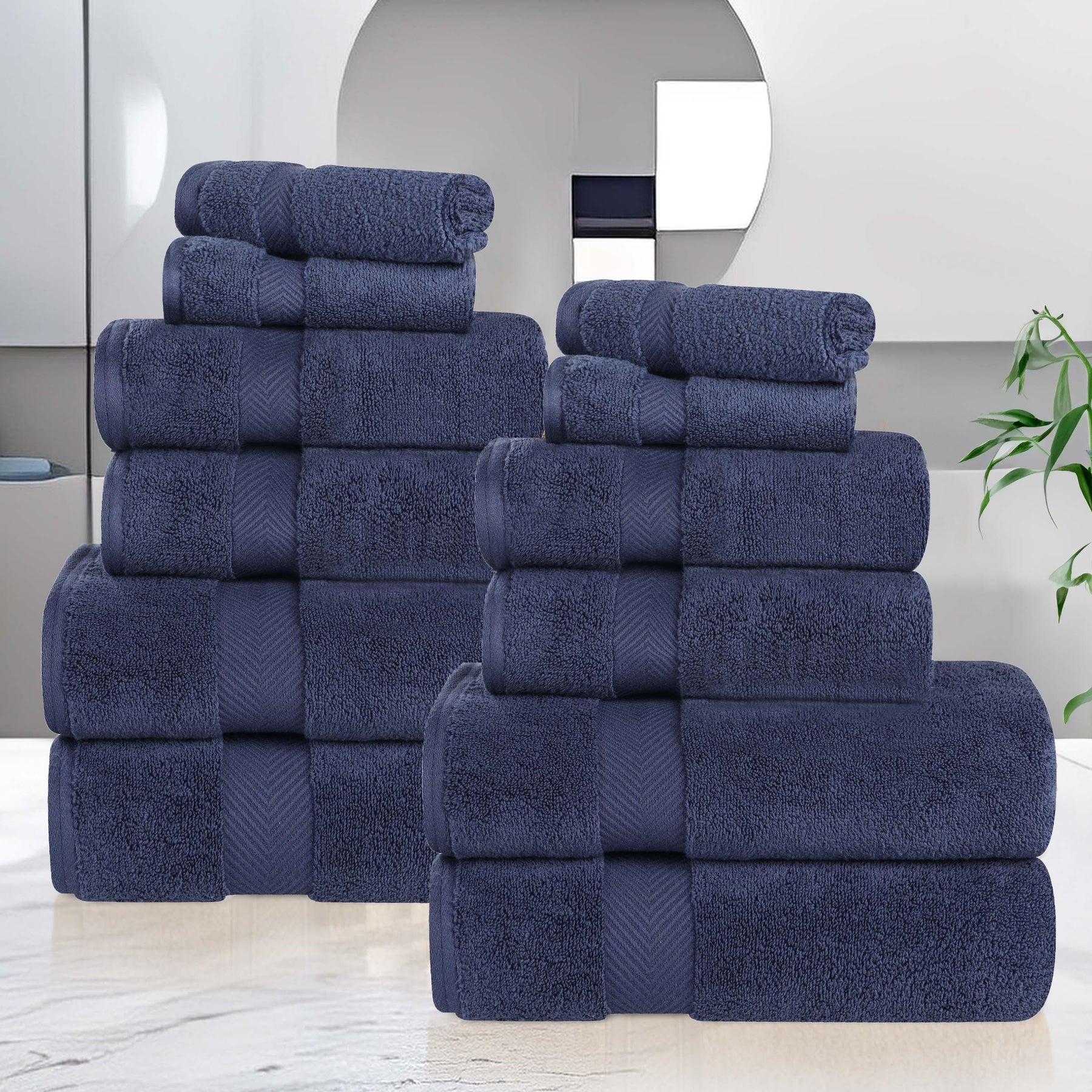 Zero Twist Cotton Ultra-Soft Absorbent Assorted 12 Piece Towel Set