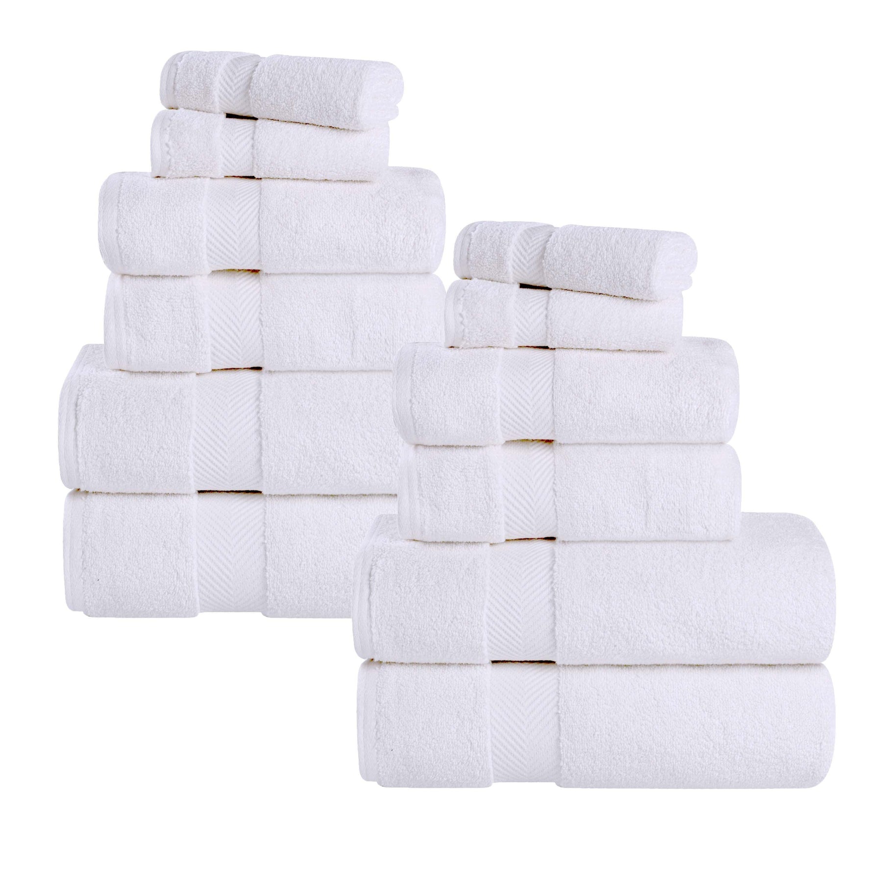 Zero Twist Cotton Ultra-Soft Absorbent Assorted 12 Piece Towel Set