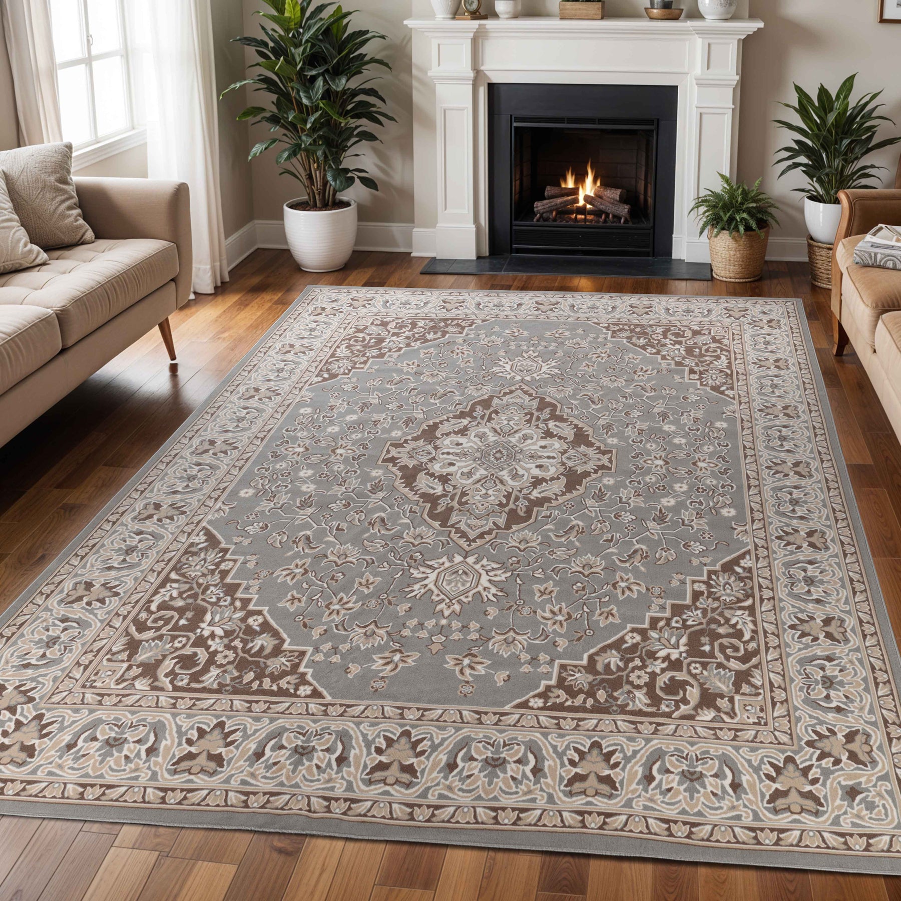 Glendale Traditional Floral Medallion Indoor Area Rug or Runner Rug