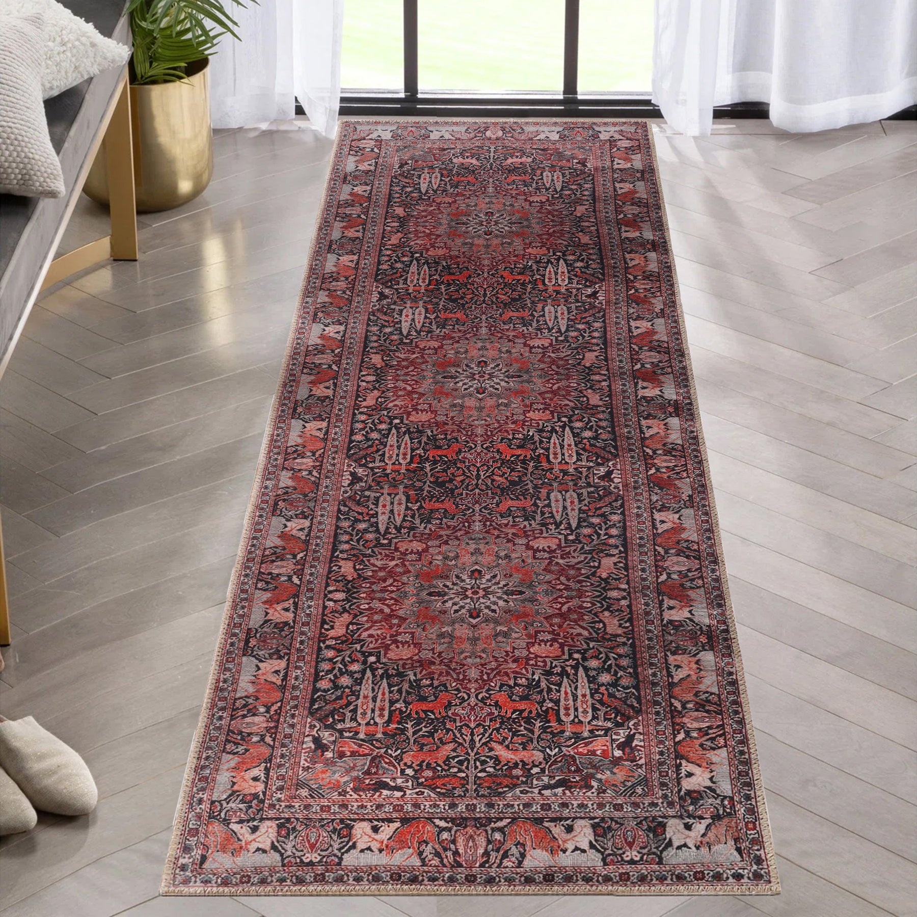 Copley Bohemian Oriental Medallion Wildlife Indoor Area Rug Or Runner