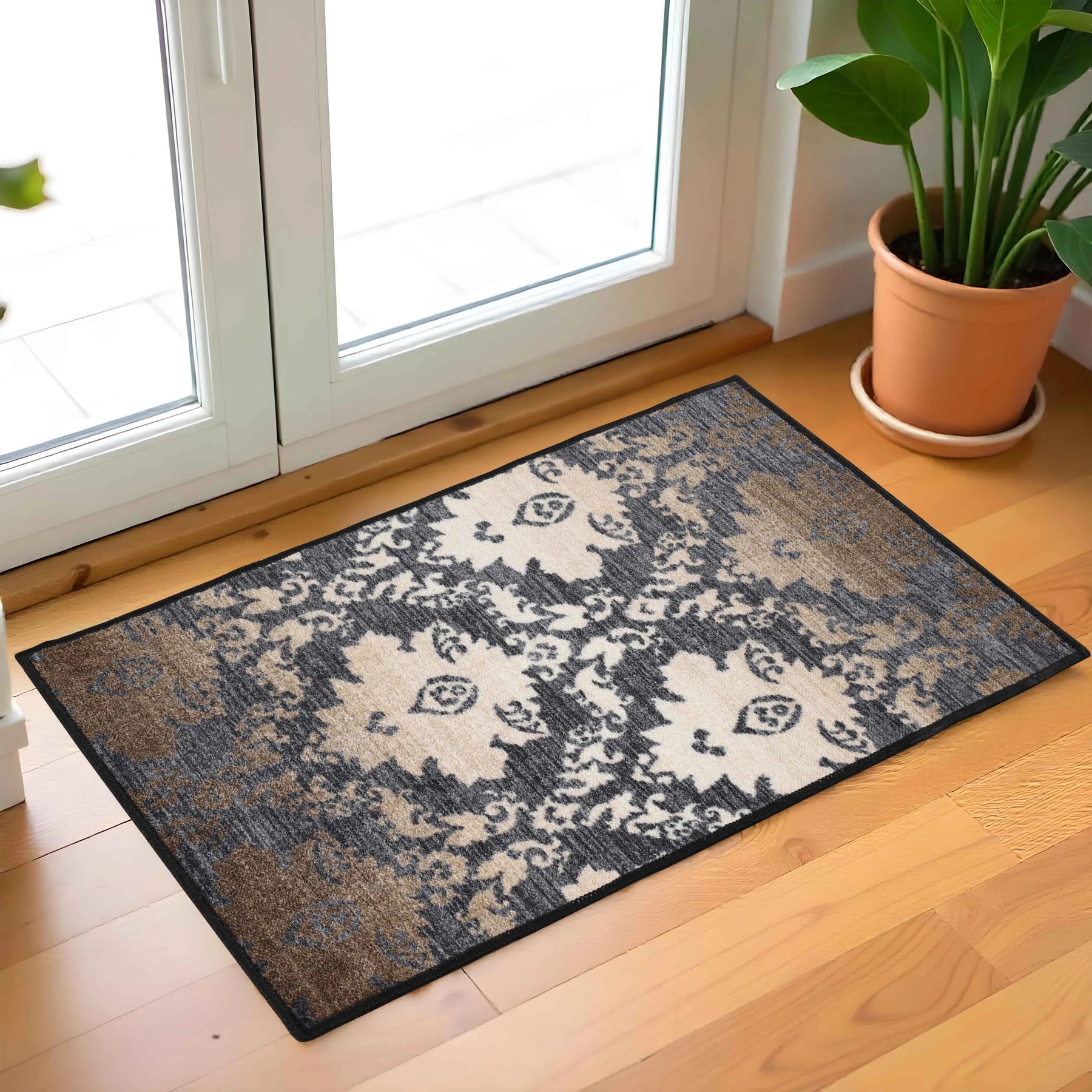 Geneva Medallion Scroll Non-Slip Washable Indoor Area Rug or Runner
