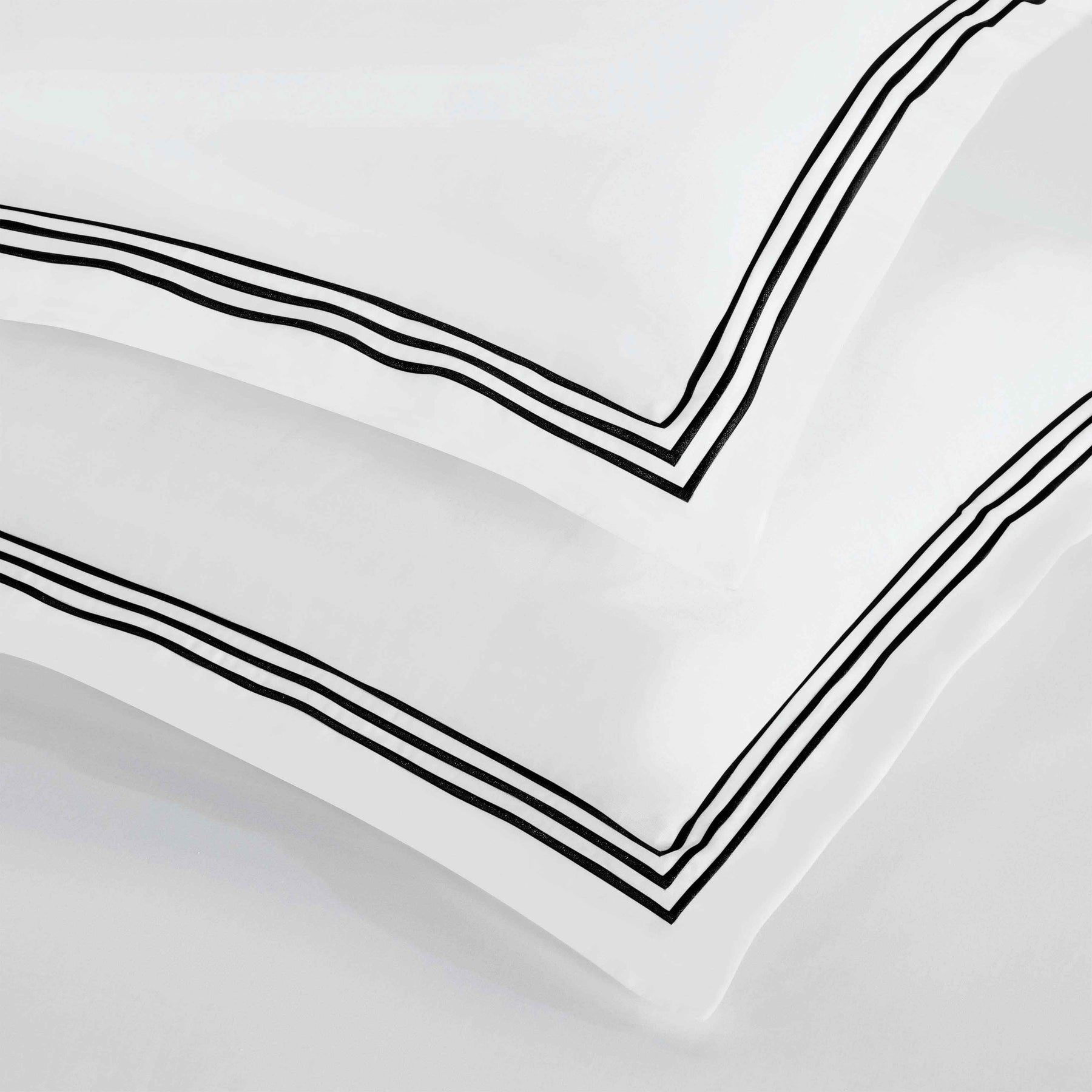 Brandon Cotton Three-Line Embroidered 3 Piece Duvet Cover Set