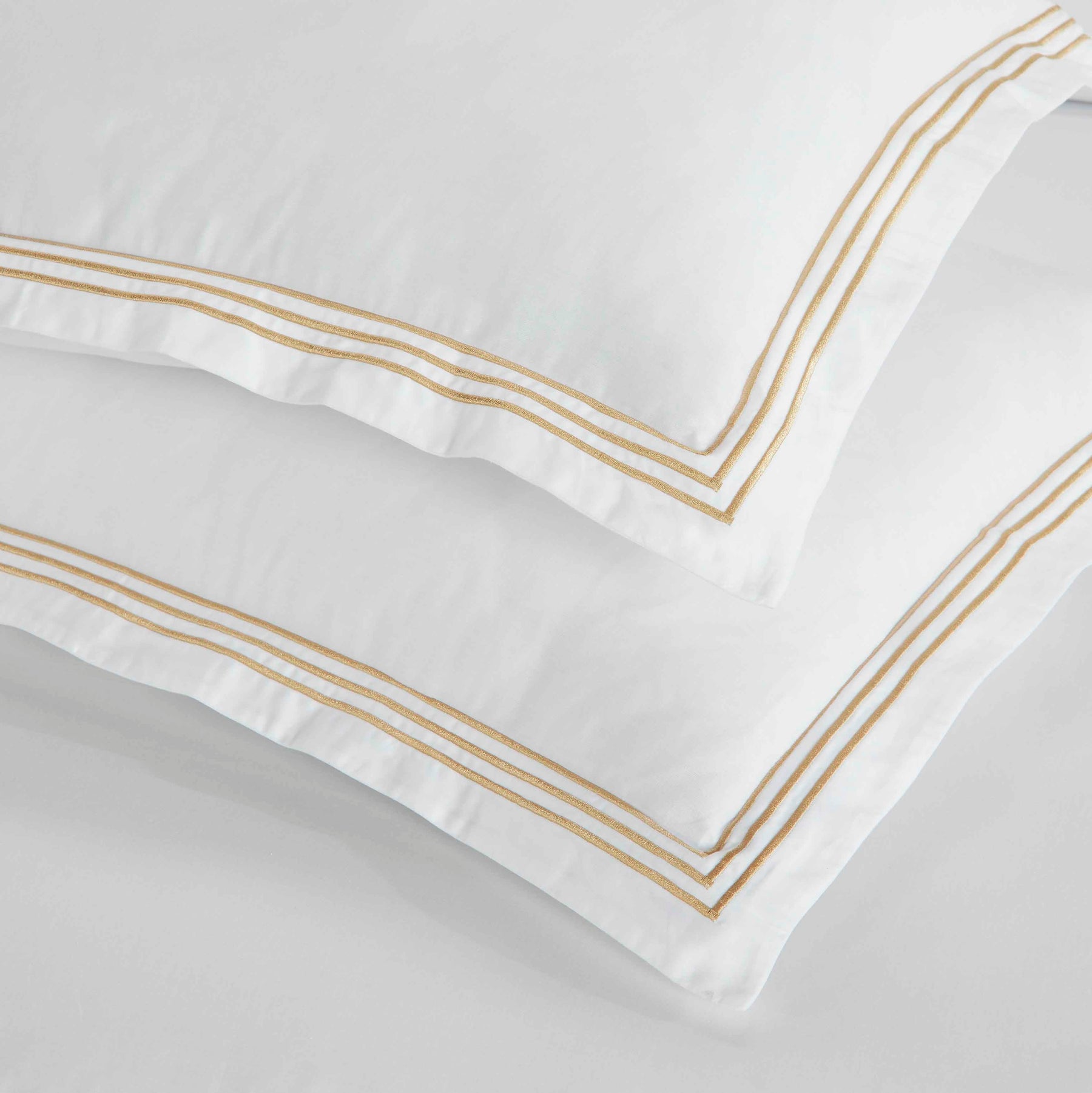 Brandon Cotton Three-Line Embroidered 3 Piece Duvet Cover Set