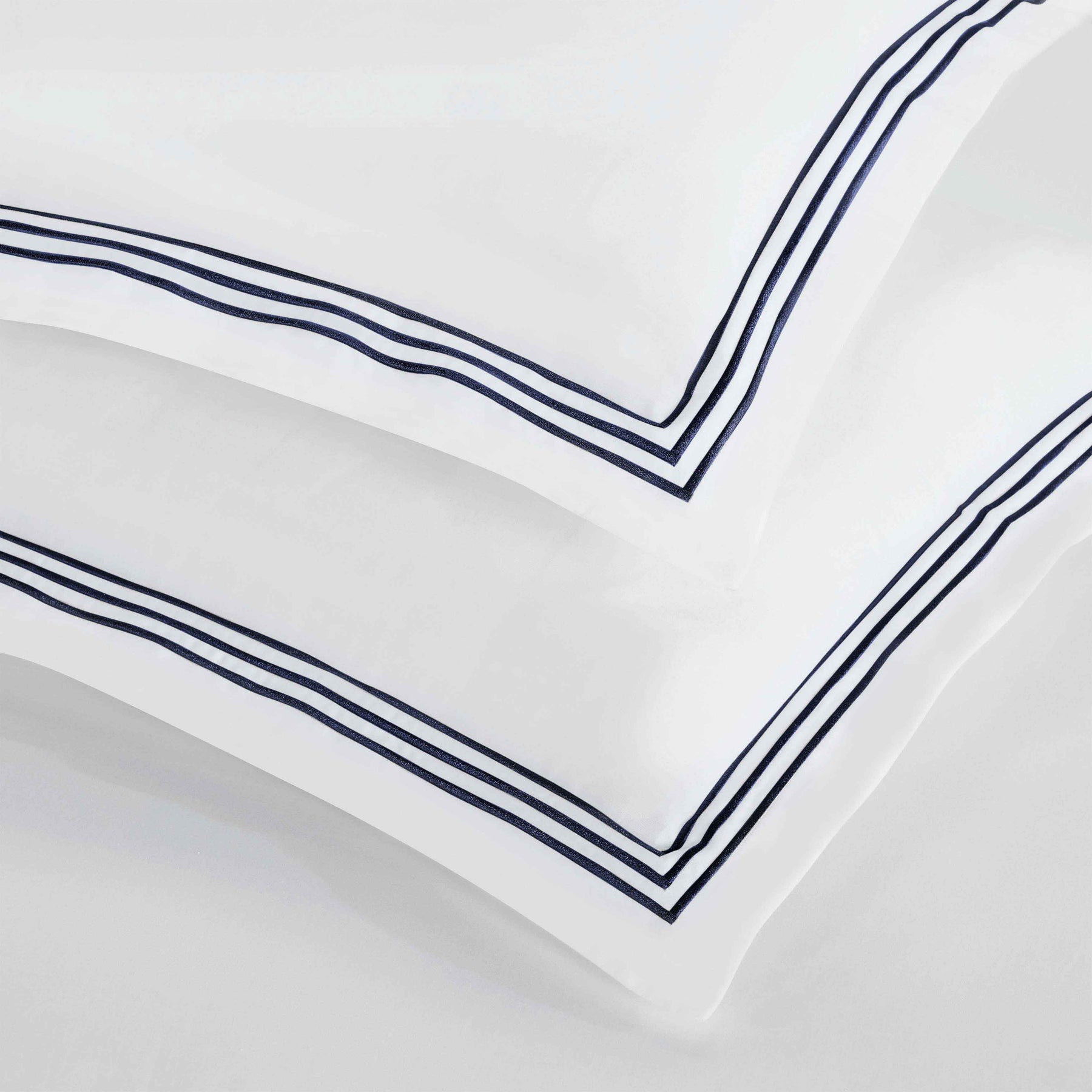 Brandon Cotton Three-Line Embroidered 3 Piece Duvet Cover Set