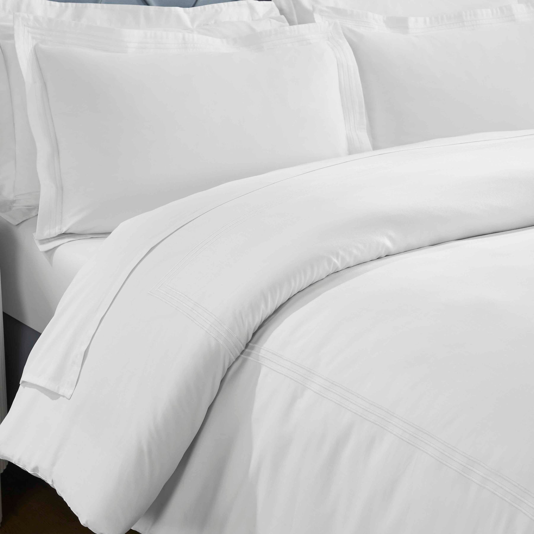Brandon Cotton Three-Line Embroidered 3 Piece Duvet Cover Set