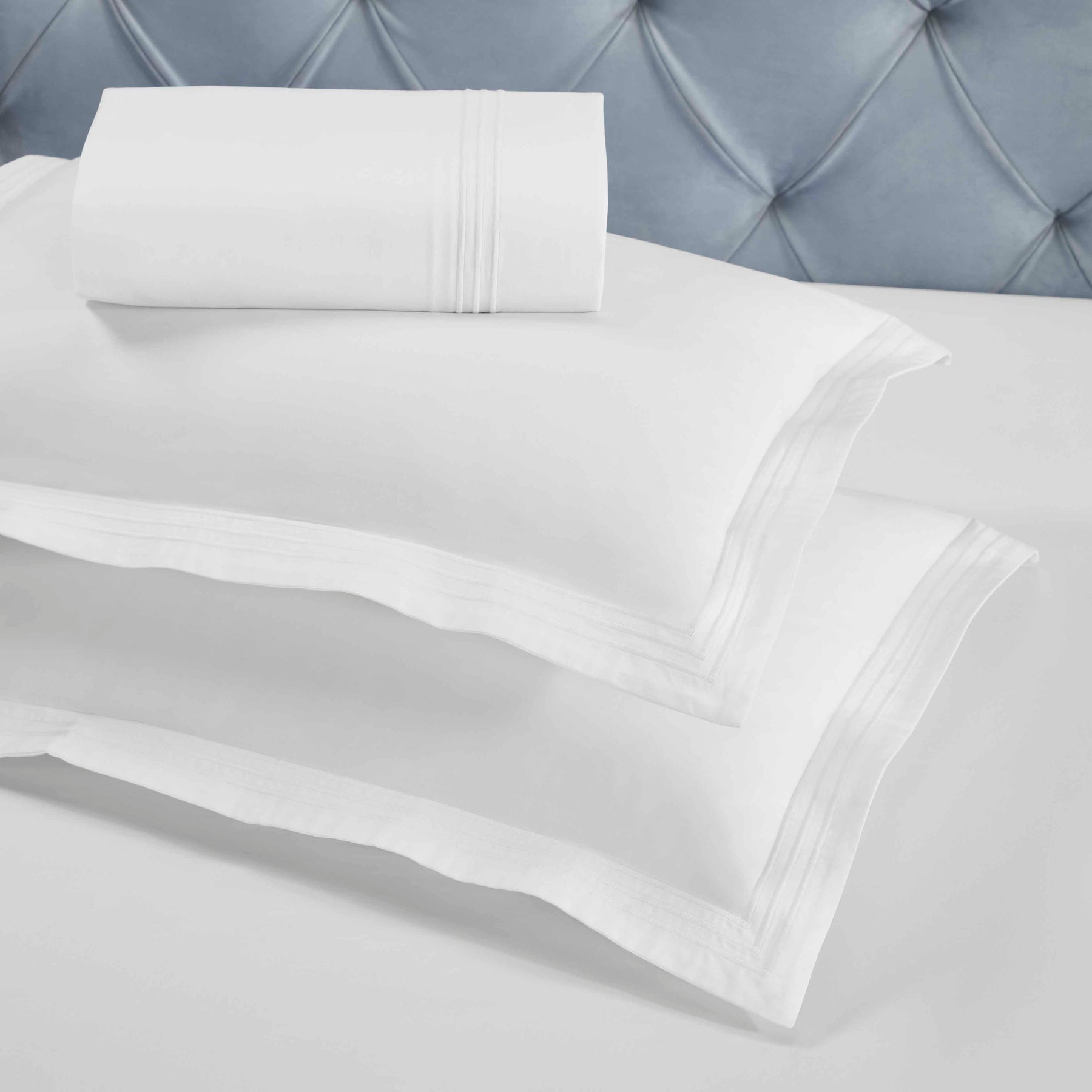 Brandon Cotton Three-Line Embroidered 3 Piece Duvet Cover Set