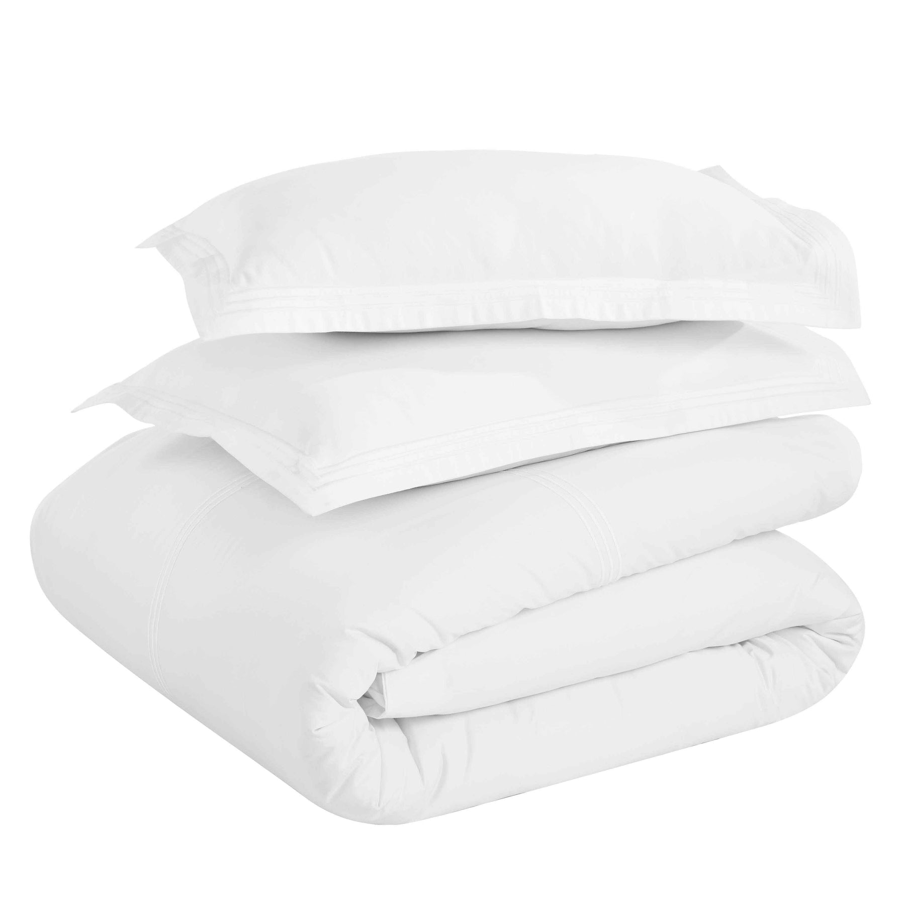 Brandon Cotton Three-Line Embroidered 3 Piece Duvet Cover Set