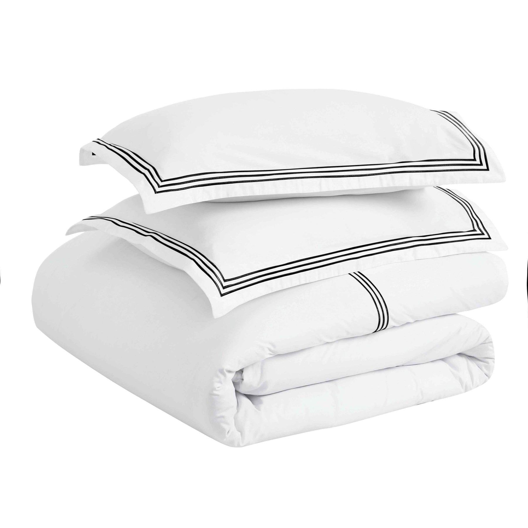 Brandon Cotton Three-Line Embroidered 3 Piece Duvet Cover Set