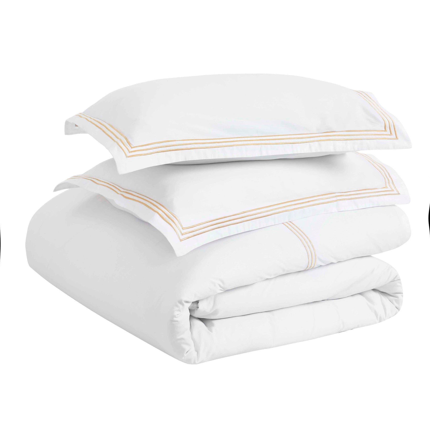 Brandon Cotton Three-Line Embroidered 3 Piece Duvet Cover Set