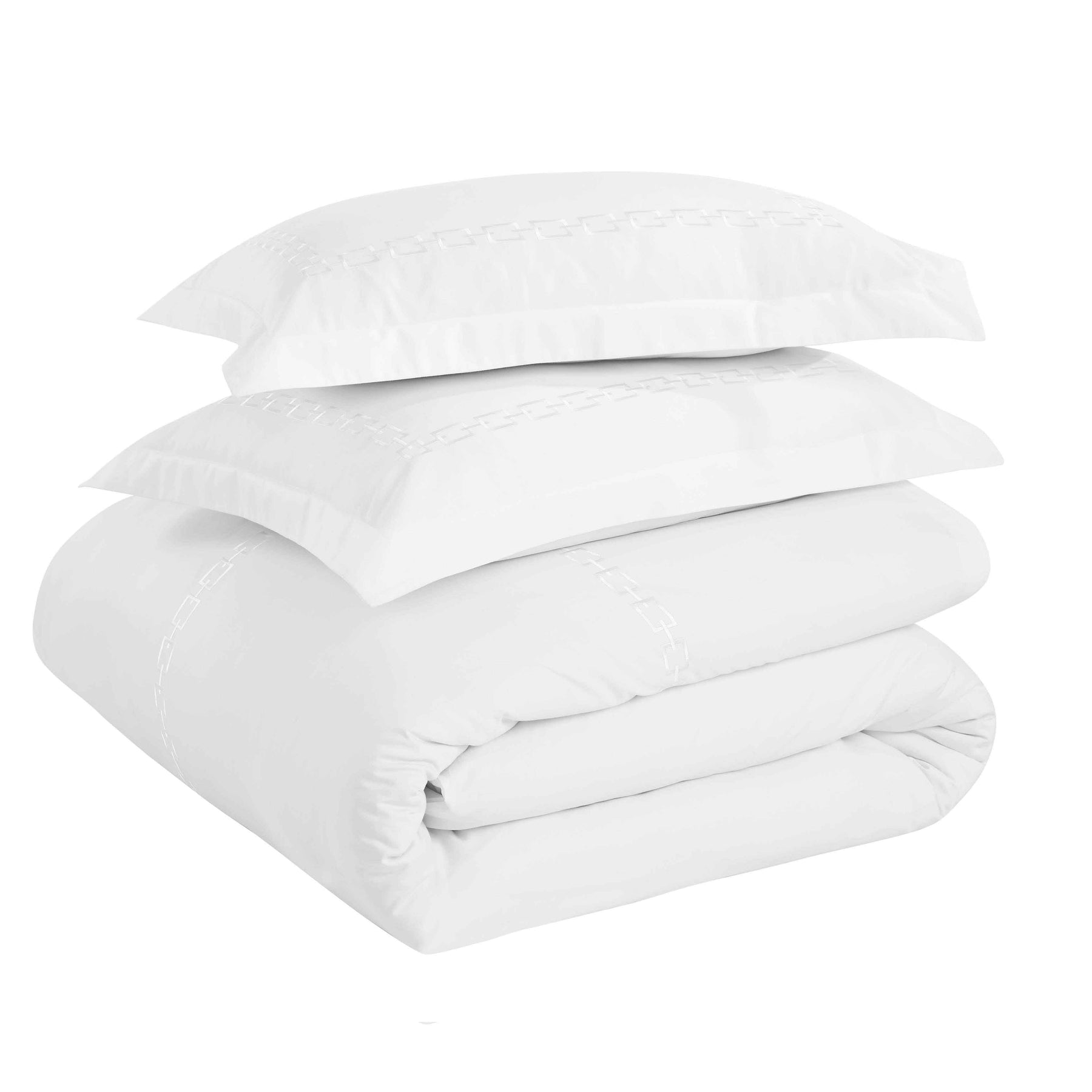 Chain Links Cotton Embroidered 3 Piece Duvet Cover Set