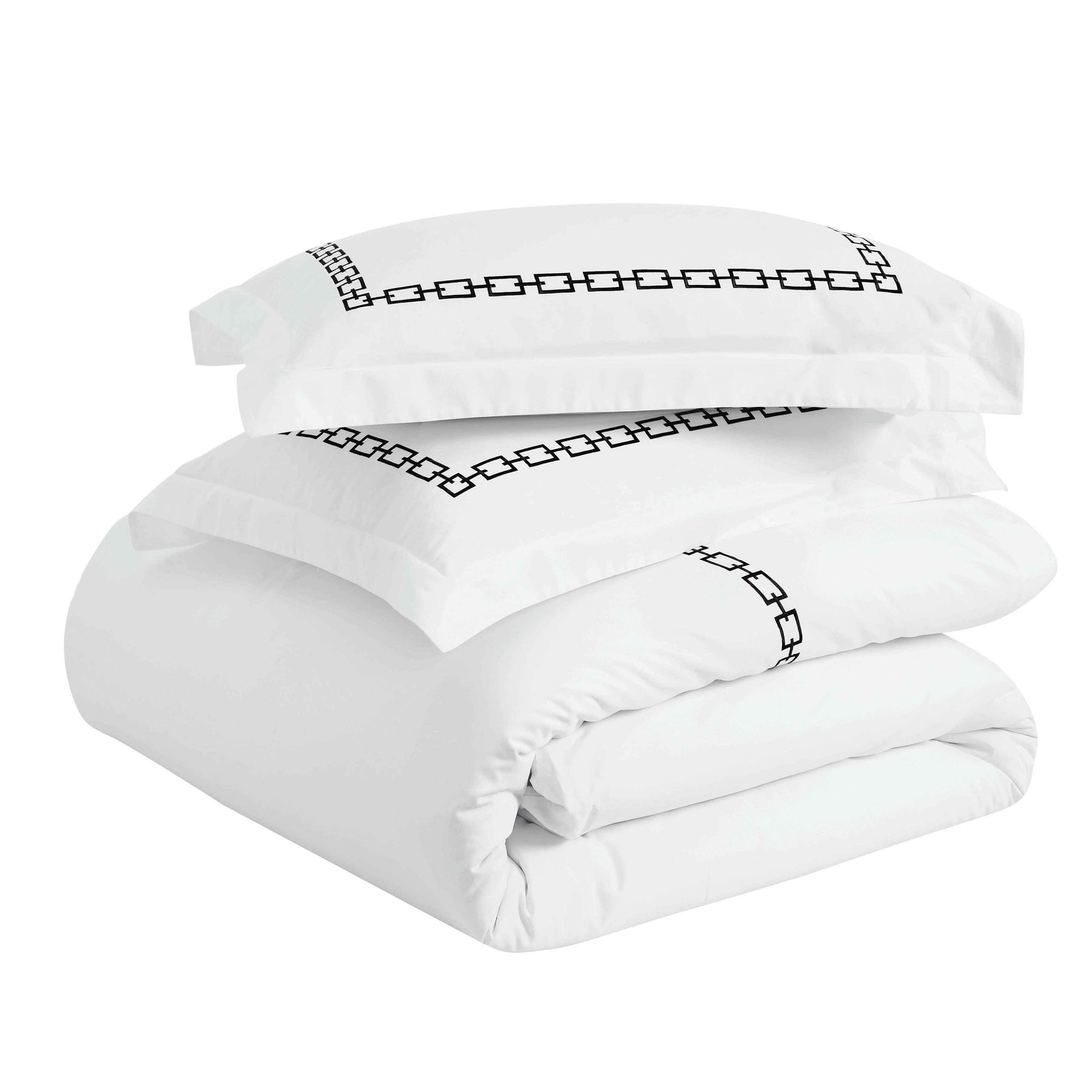 Chain Links Cotton Embroidered 3 Piece Duvet Cover Set