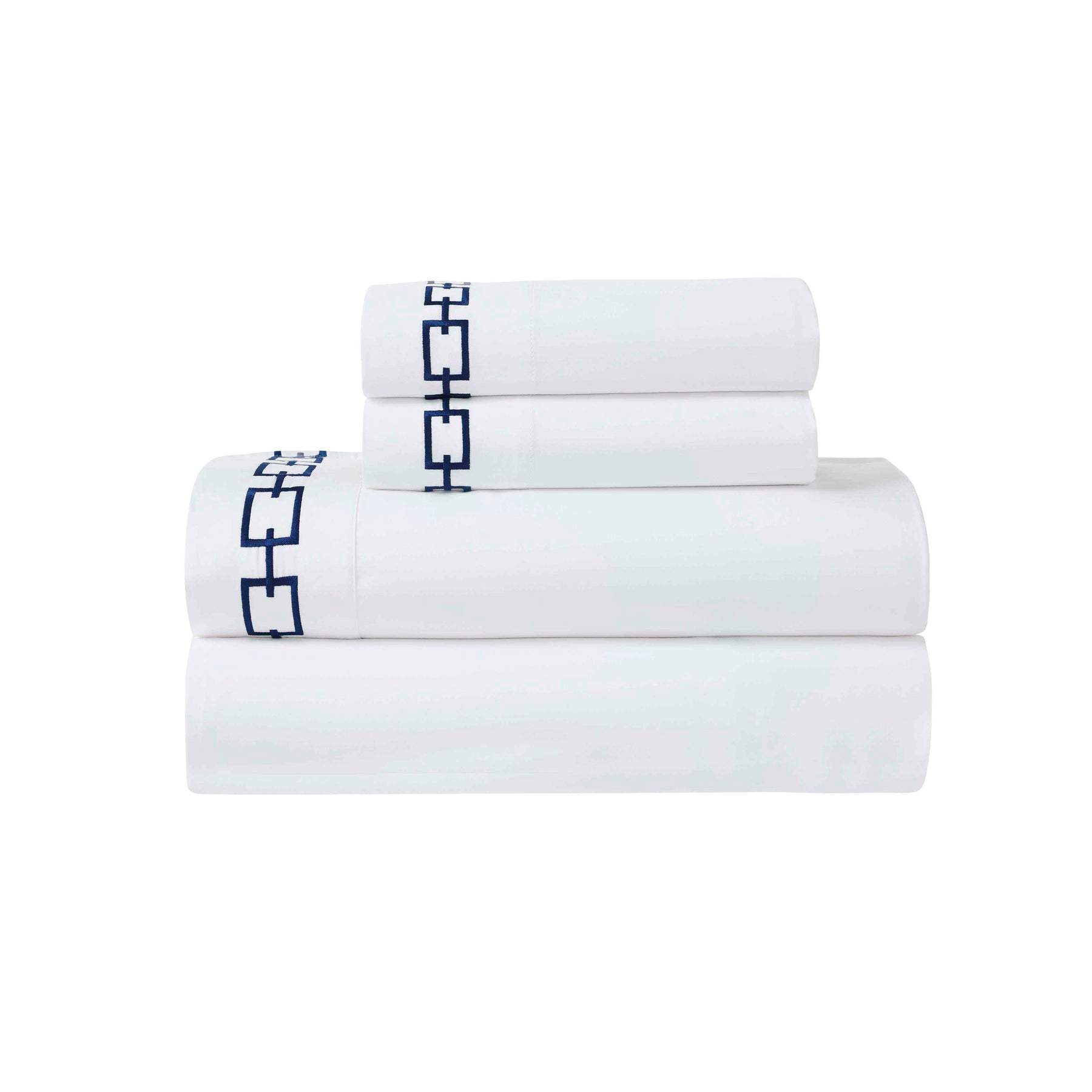 Chain Links Cotton Embroidered Deep Pocket Bed Sheet Set