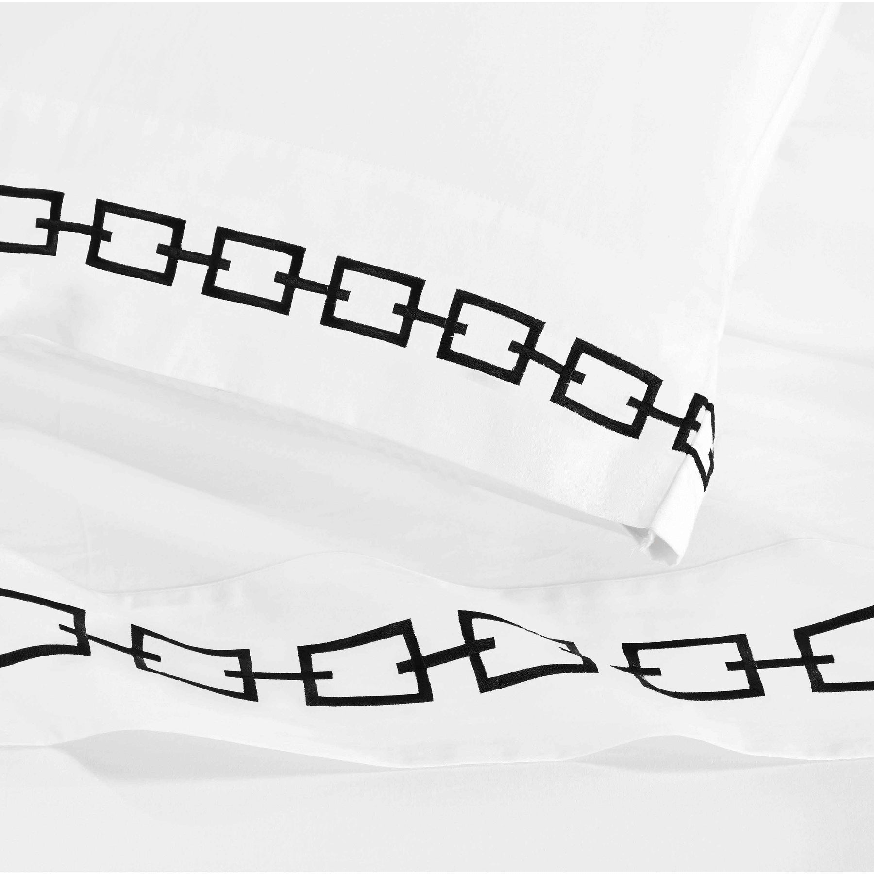 Chain Links Cotton Embroidered Deep Pocket Bed Sheet Set