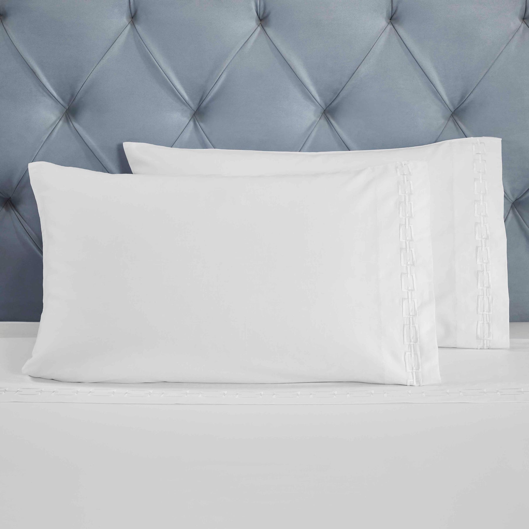 Chain Links Cotton Embroidered Deep Pocket Bed Sheet Set