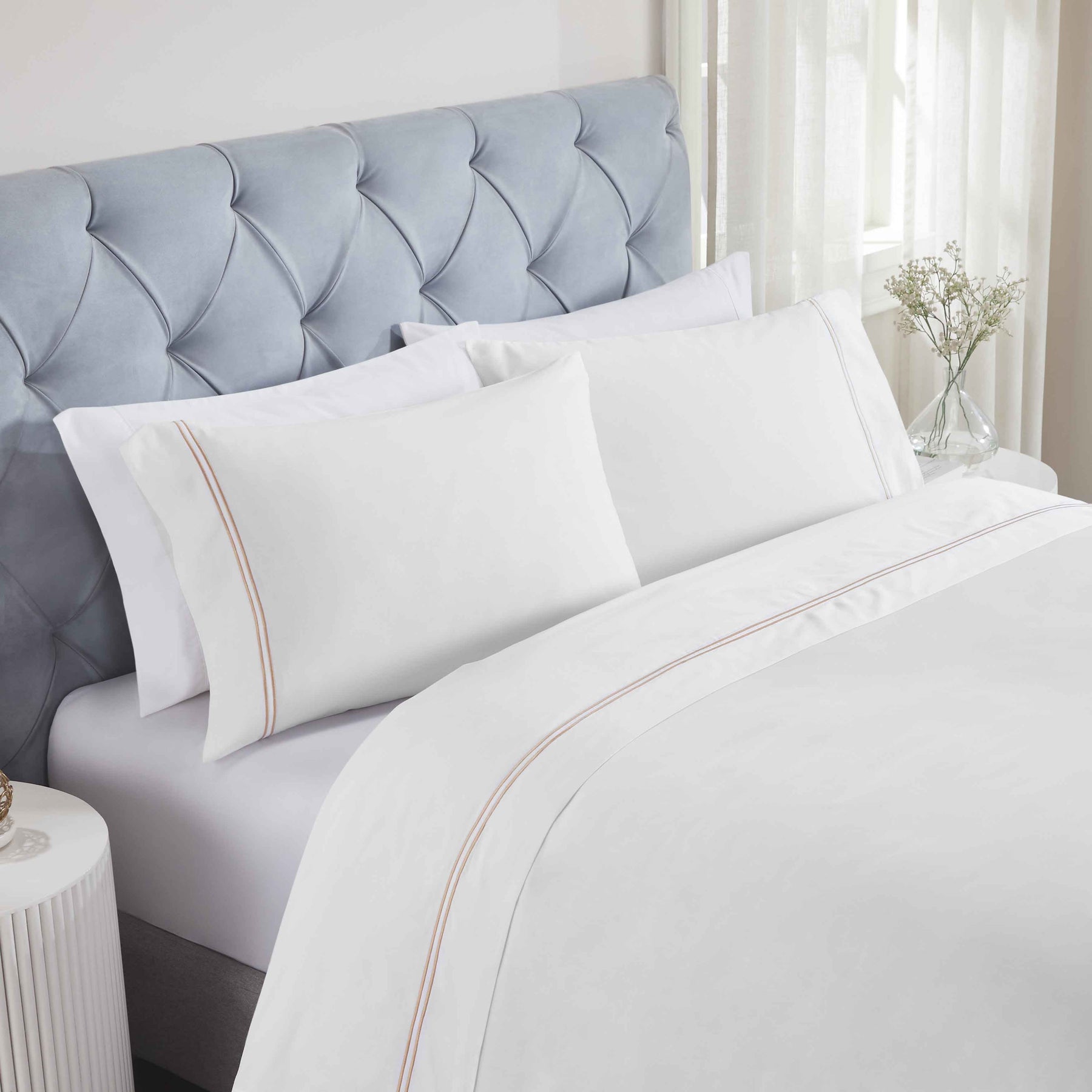Fieldstone Cotton Two-Line Embroidered Deep Pocket Bed Sheet Set
