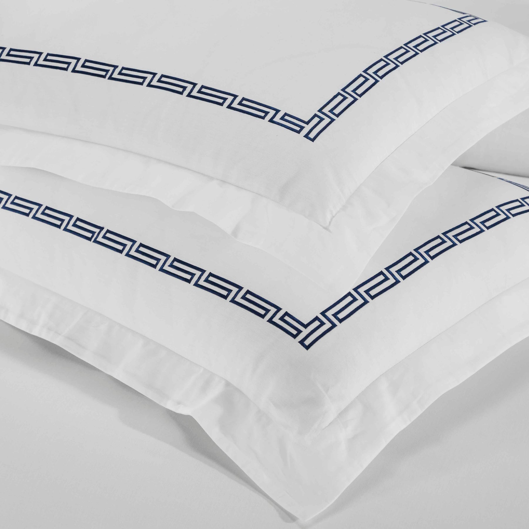 Harrison Cotton Greek Key Embroidered 3 Piece Duvet Cover Set