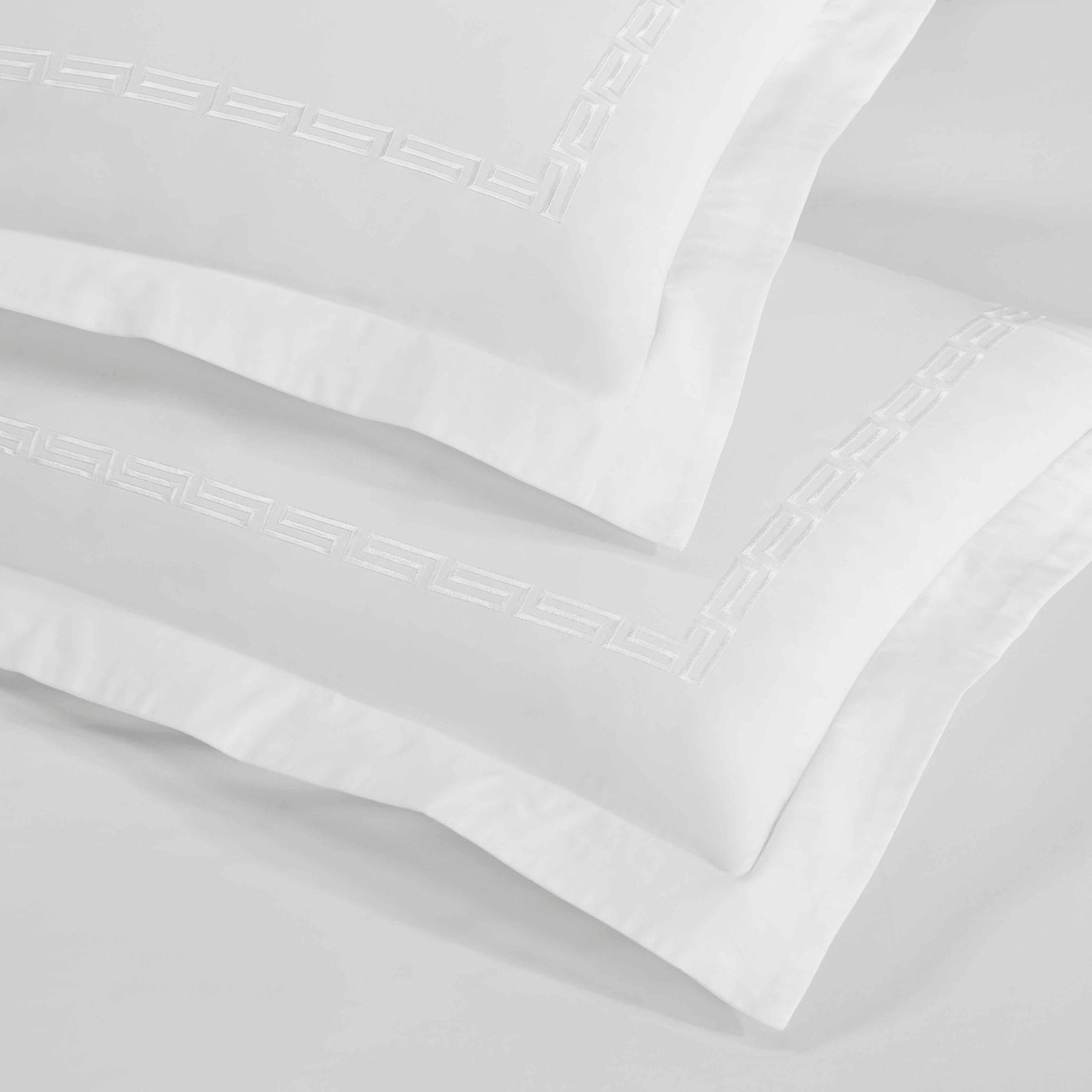Harrison Cotton Greek Key Embroidered 3 Piece Duvet Cover Set