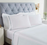 100% Cotton Bed Sheet Set Greek Key Embroidered Deep Pocket Harrison