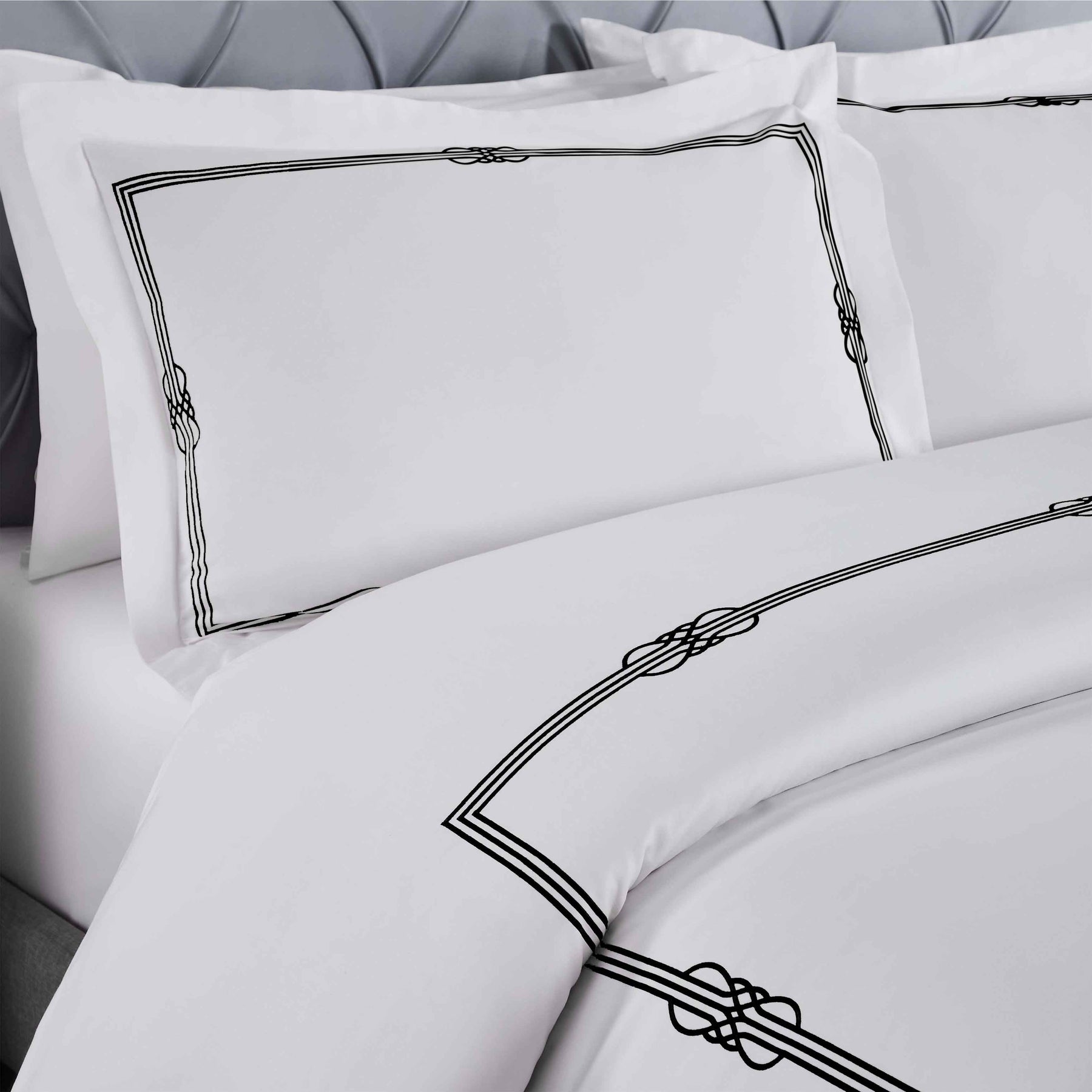 Moonlawn Cotton Gold Embroidered 3 Piece Duvet Cover Set