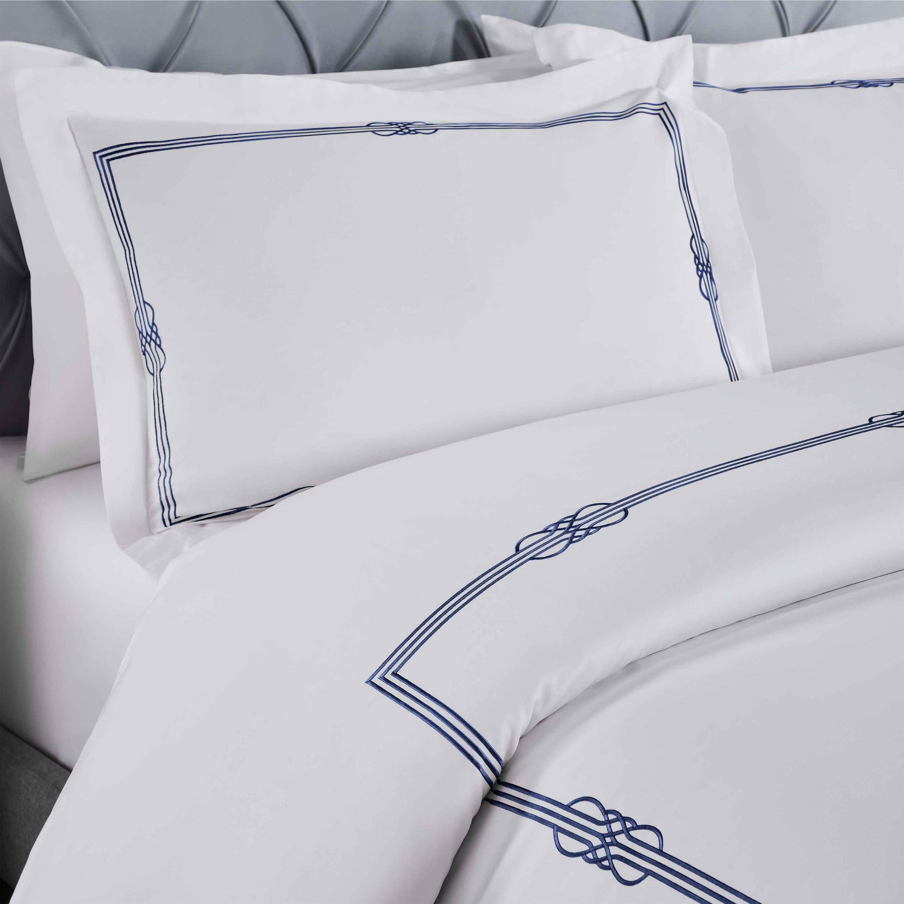 Moonlawn Cotton Gold Embroidered 3 Piece Duvet Cover Set