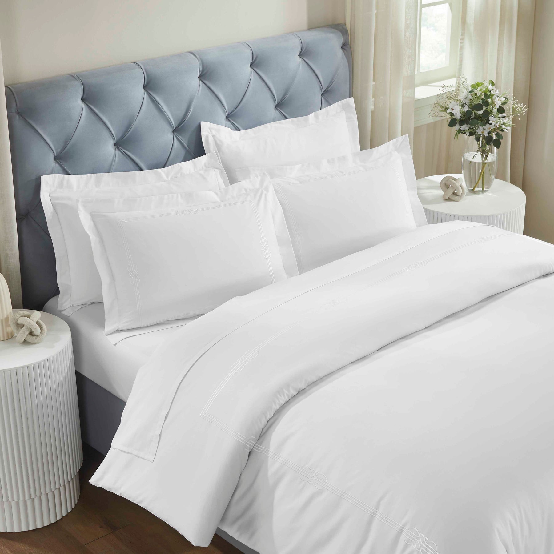 Moonlawn Cotton Gold Embroidered 3 Piece Duvet Cover Set