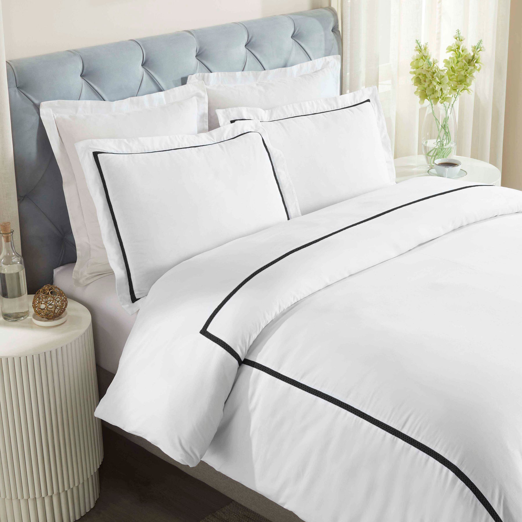 Riverton Cotton Cross-Stitch Embroidered 3 Piece Duvet Cover Set