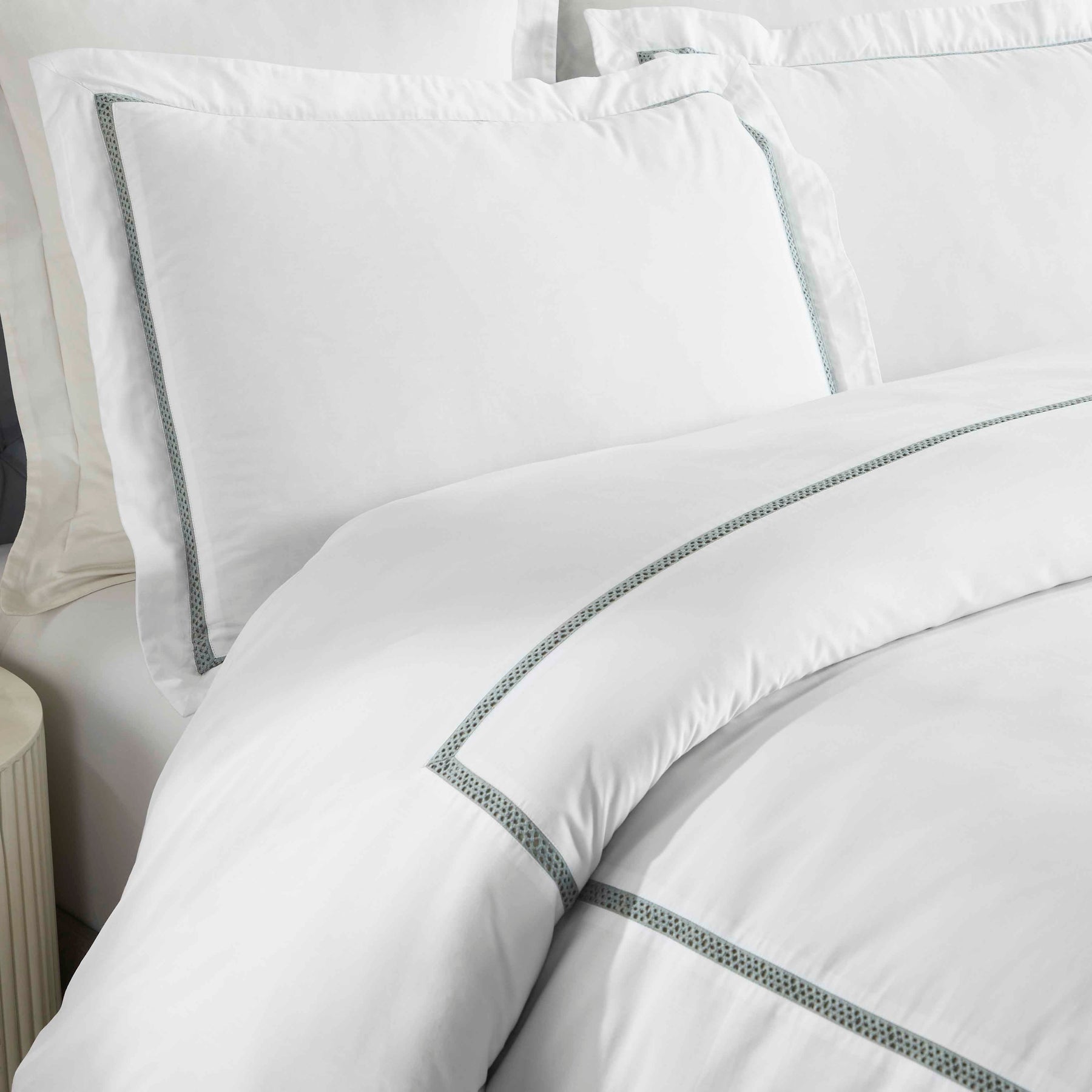 Riverton Cotton Cross-Stitch Embroidered 3 Piece Duvet Cover Set