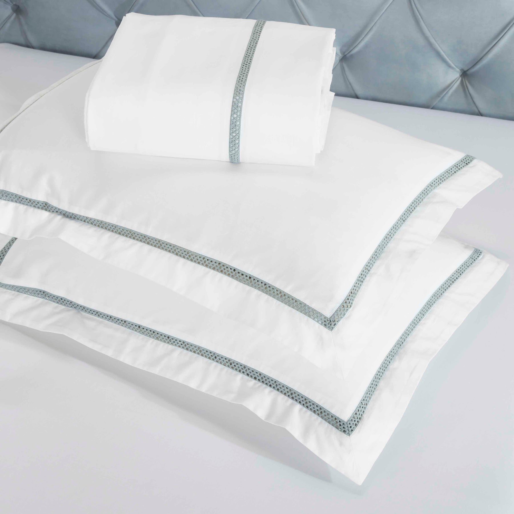 Riverton Cotton Cross-Stitch Embroidered 3 Piece Duvet Cover Set