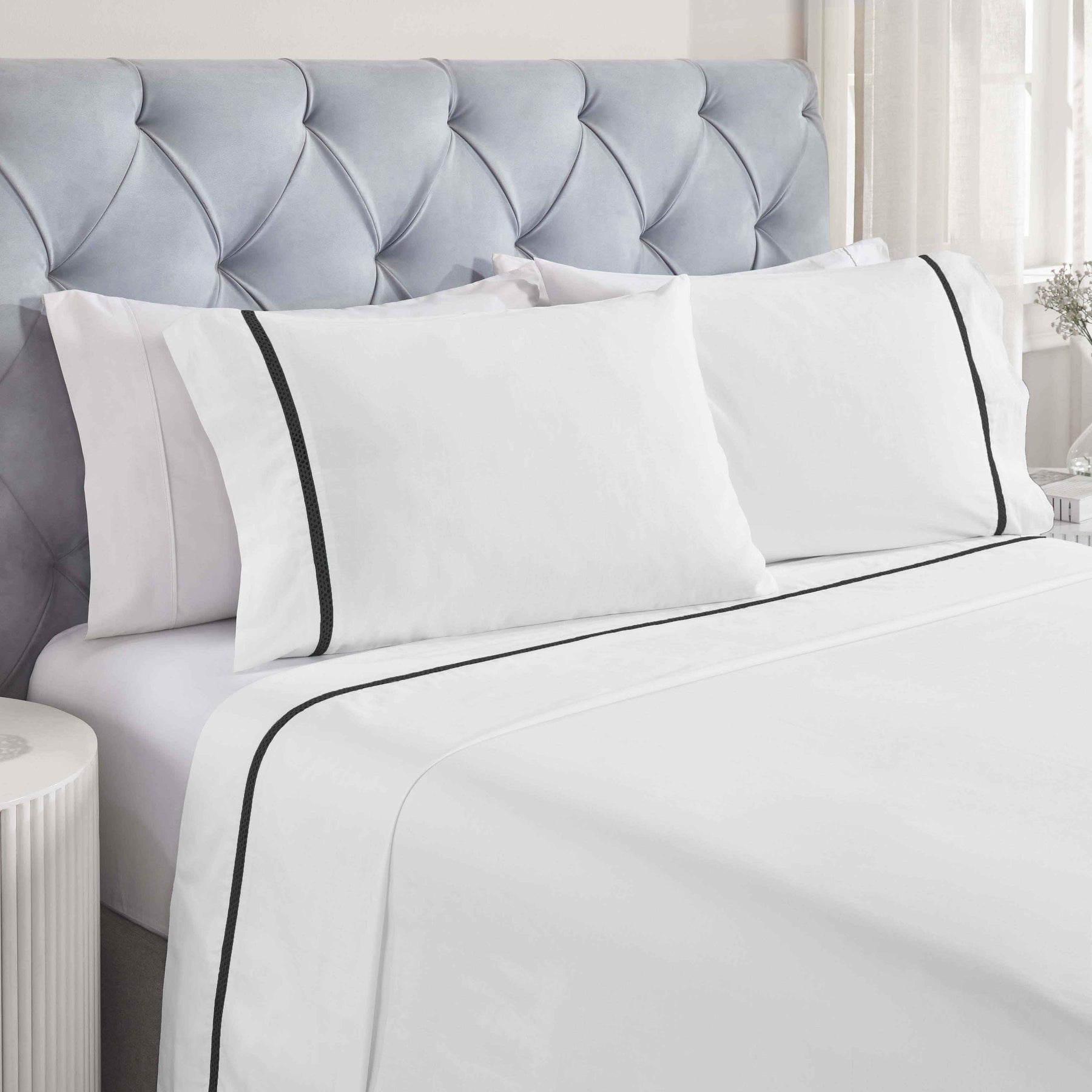 Riverton Cotton Cross-Stitch Embroidered Deep Pocket Bed Sheet Set