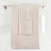 Rolla Cotton Geometric Jacquard Plush Soft Absorbent 3 Piece Towel Set