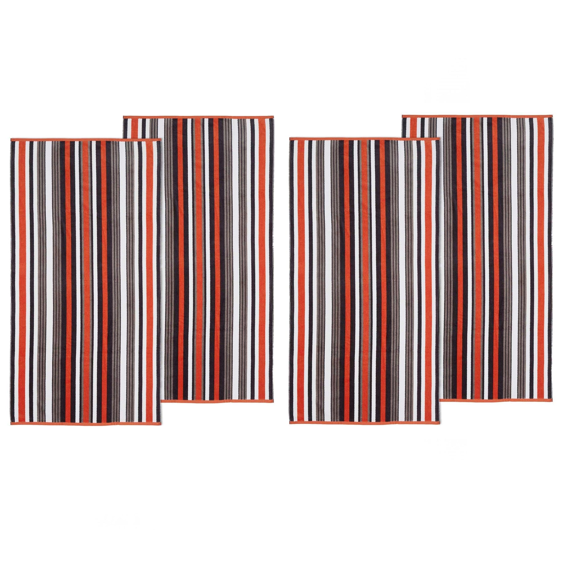 4 Piece Cotton Rope Textured Striped Oversized Beach Towel Set