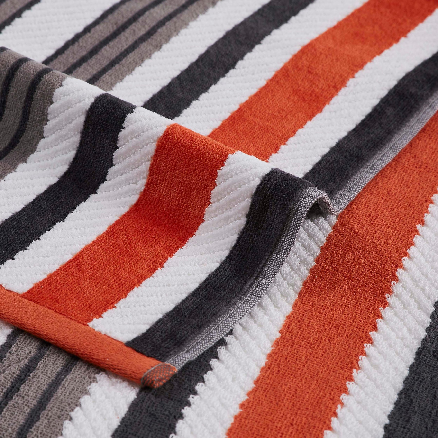 4 Piece Cotton Rope Textured Striped Oversized Beach Towel Set
