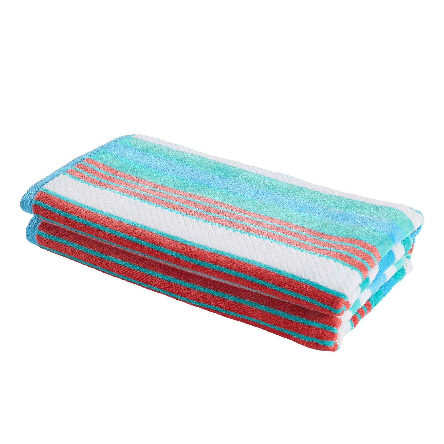 4 Piece Cotton Rope Textured Striped Oversized Beach Towel Set