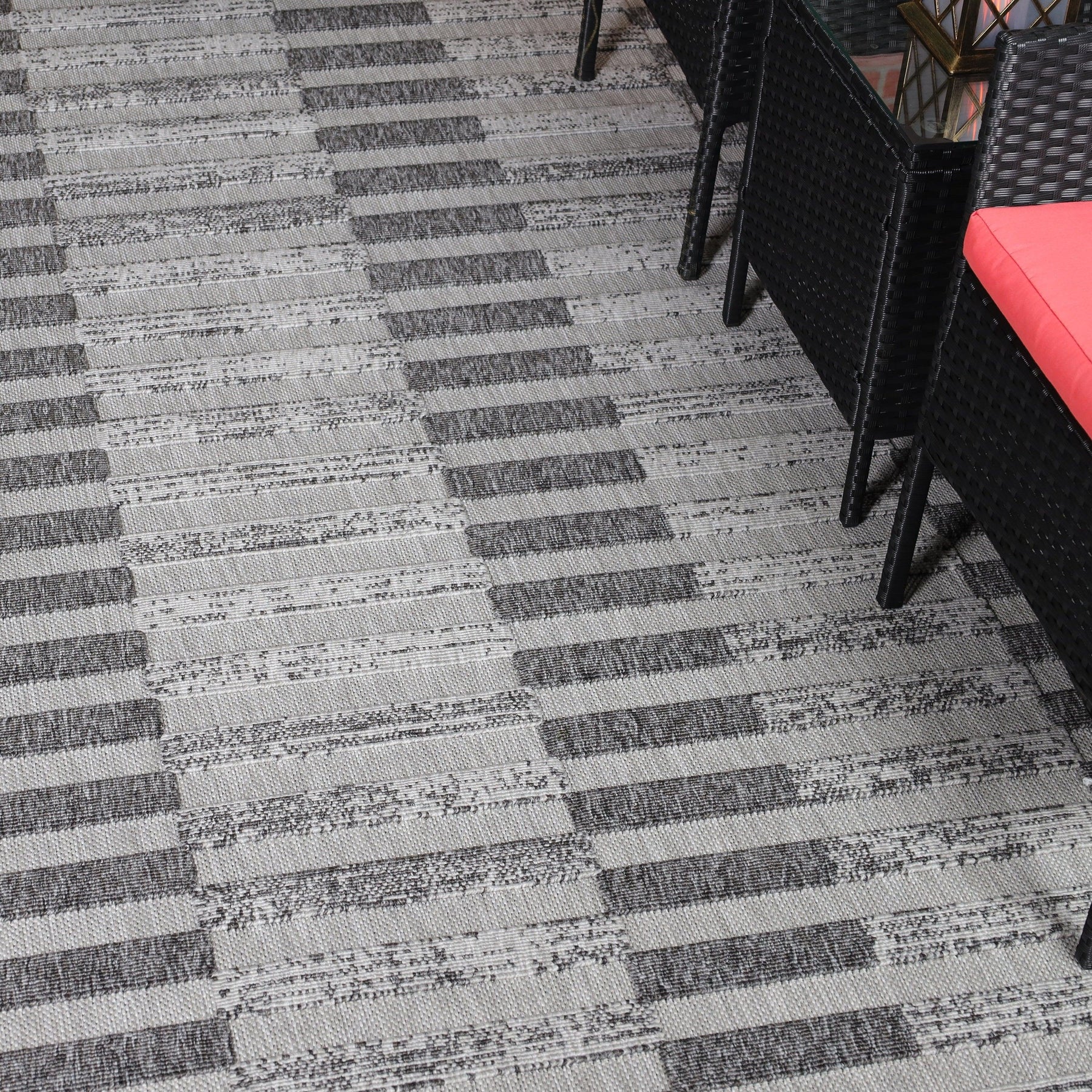 Grayson Geometric Striped Modern Indoor/Outdoor Area Rug