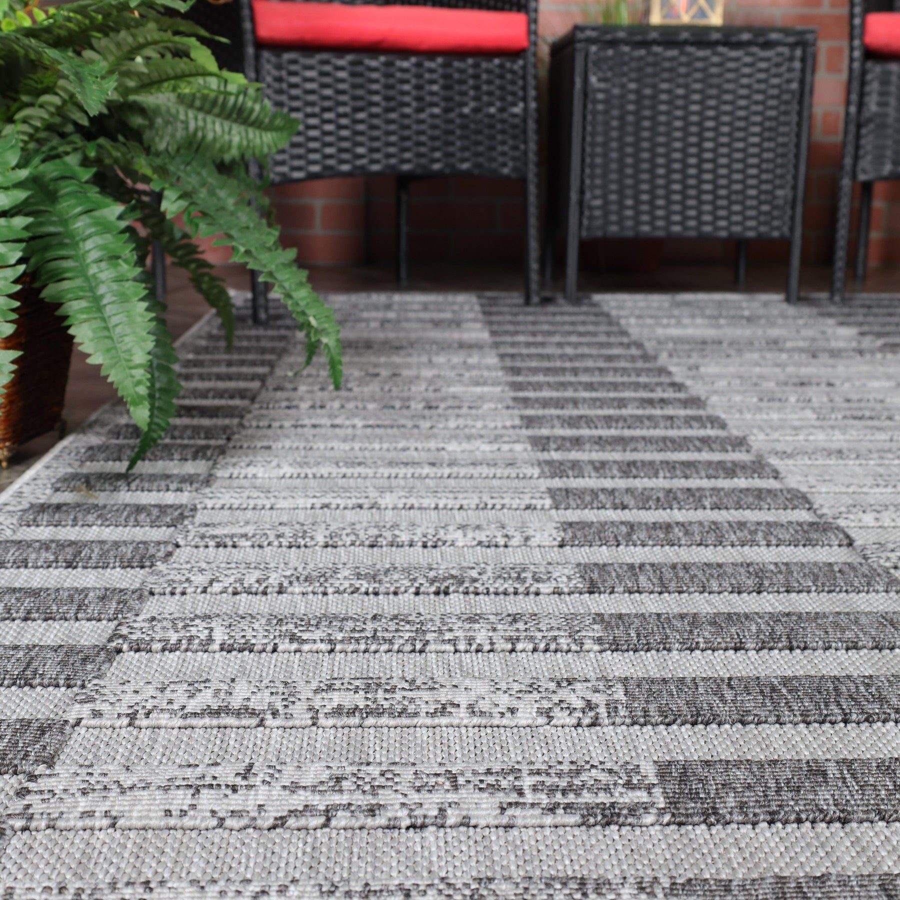 Grayson Geometric Striped Modern Indoor/Outdoor Area Rug