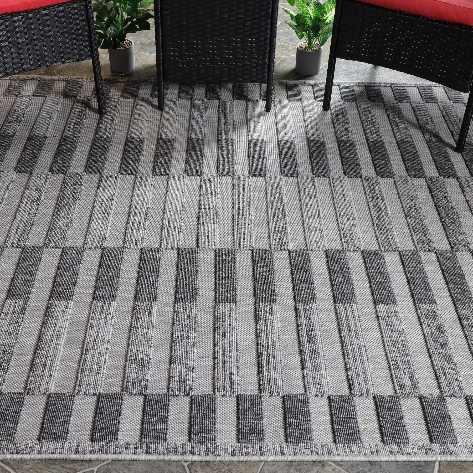Grayson Geometric Striped Modern Indoor/Outdoor Area Rug