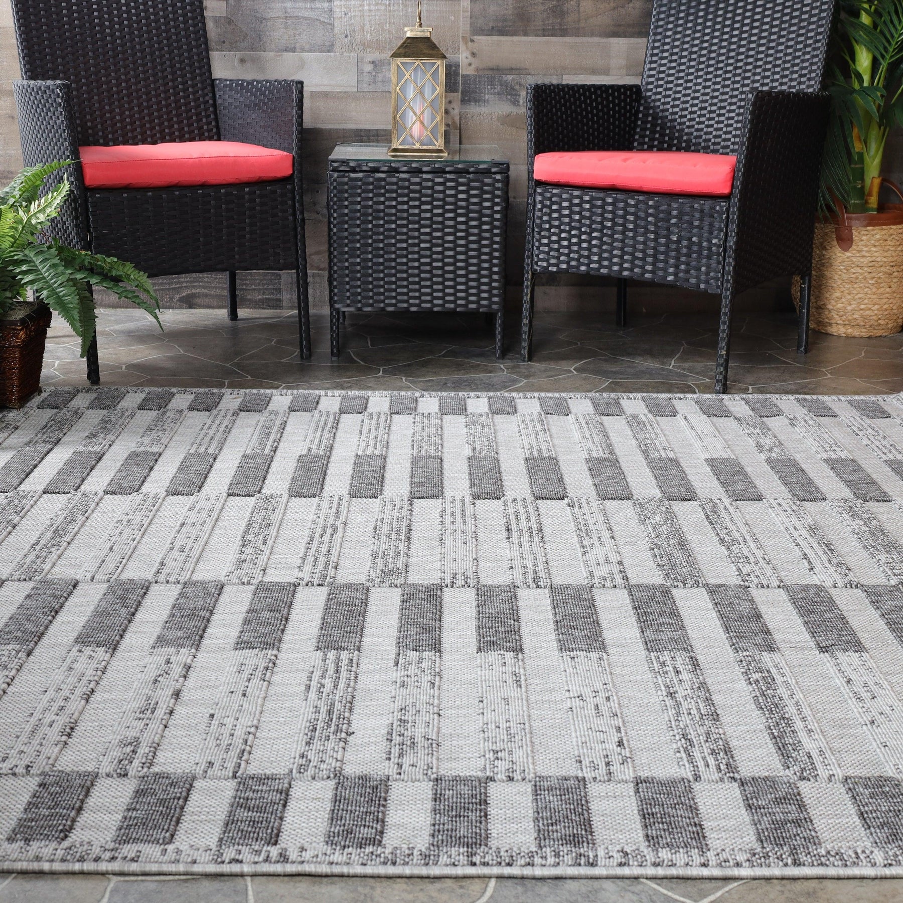Grayson Geometric Striped Modern Indoor/Outdoor Area Rug