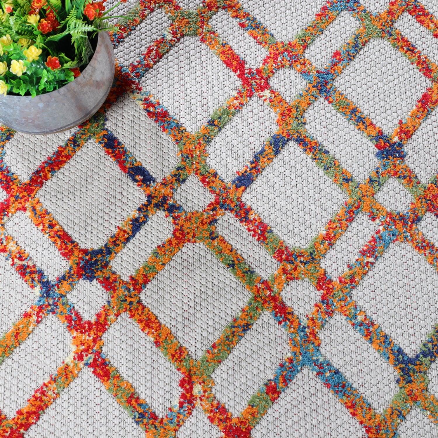Paxson Geometric Diamond Lattice Indoor Outdoor Area Rug
