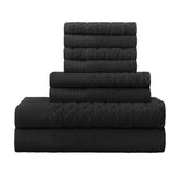 Turkish Cotton Jacquard Herringbone and Solid 8 Piece Towel Set