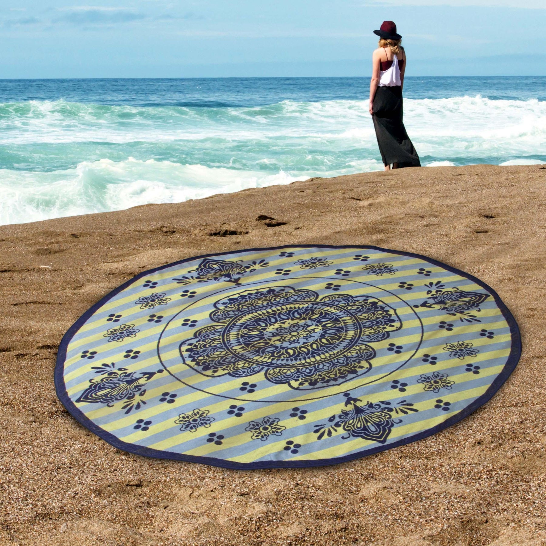 60" Round Cotton 4 Piece Beach Towel Set