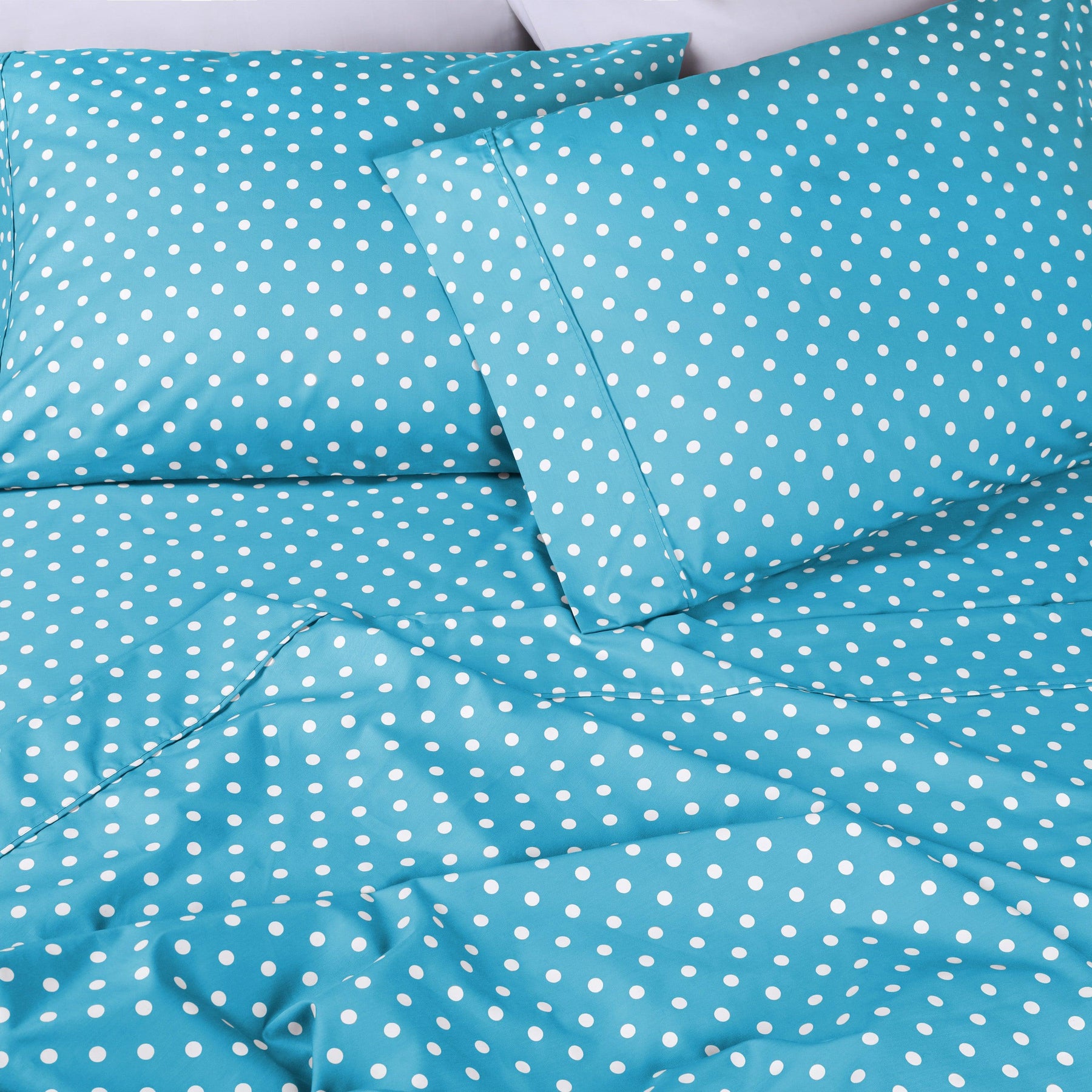 600 Thread Count Cotton Blend Polka Dot Deep Pocket Bed Sheet Set