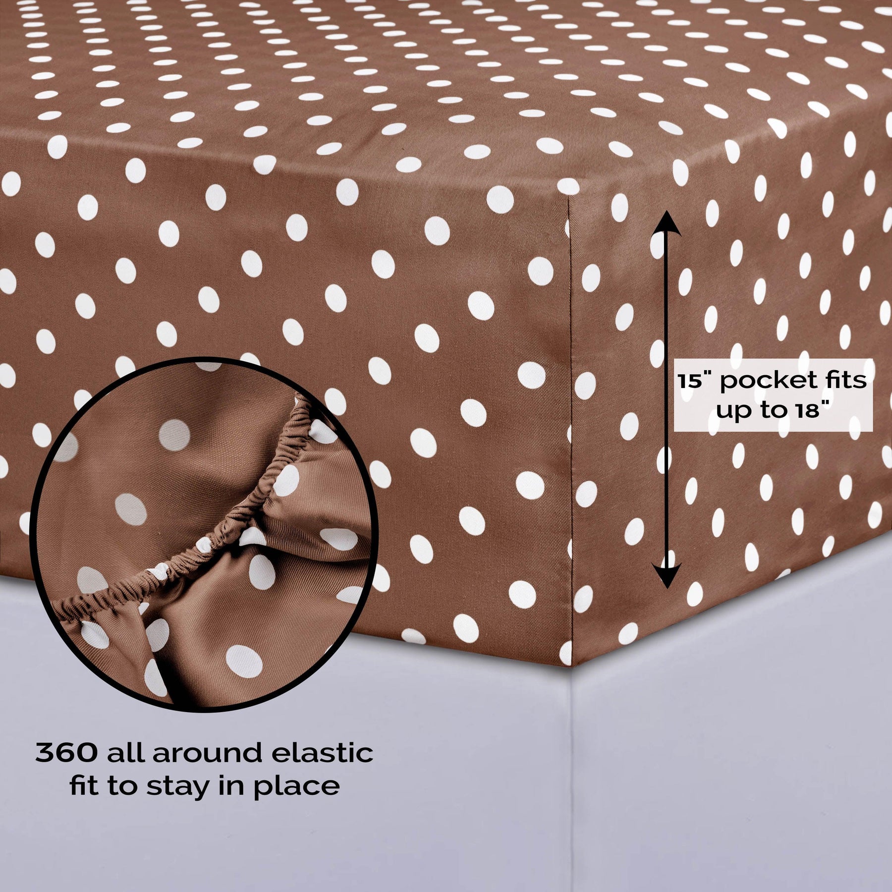 600 Thread Count Cotton Blend Polka Dot Deep Pocket Bed Sheet Set