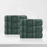 Sadie Zero Twist Cotton Jacquard Elegant Floral Motif Absorbent Hand Towel, Set of 6