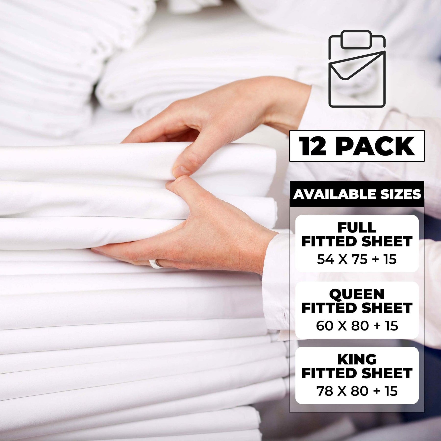 Cotton Rich Percale Hotel Quality Fitted Bed Sheets, Set of 3, 6, 12