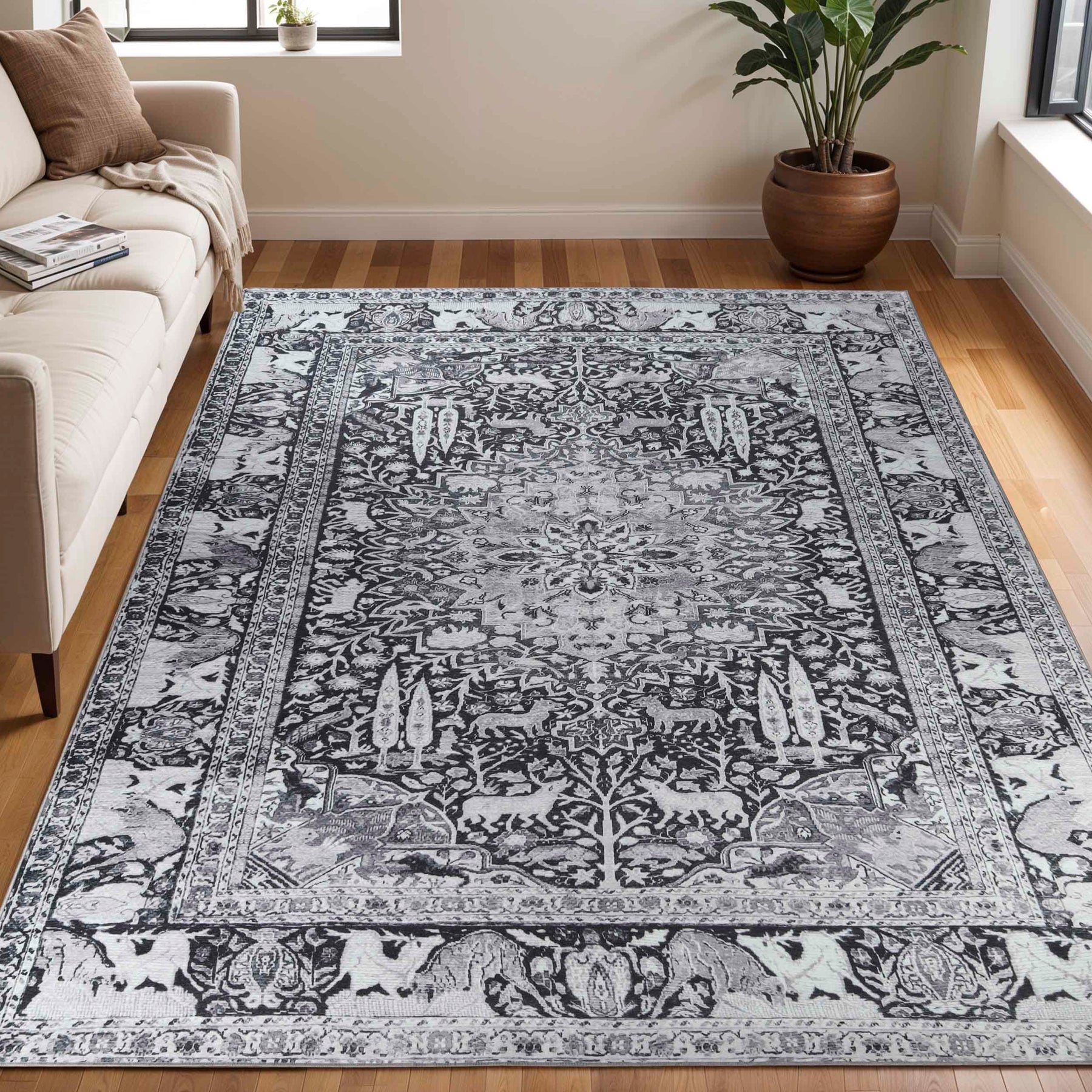 Copley Bohemian Oriental Medallion Wildlife Indoor Area Rug Or Runner