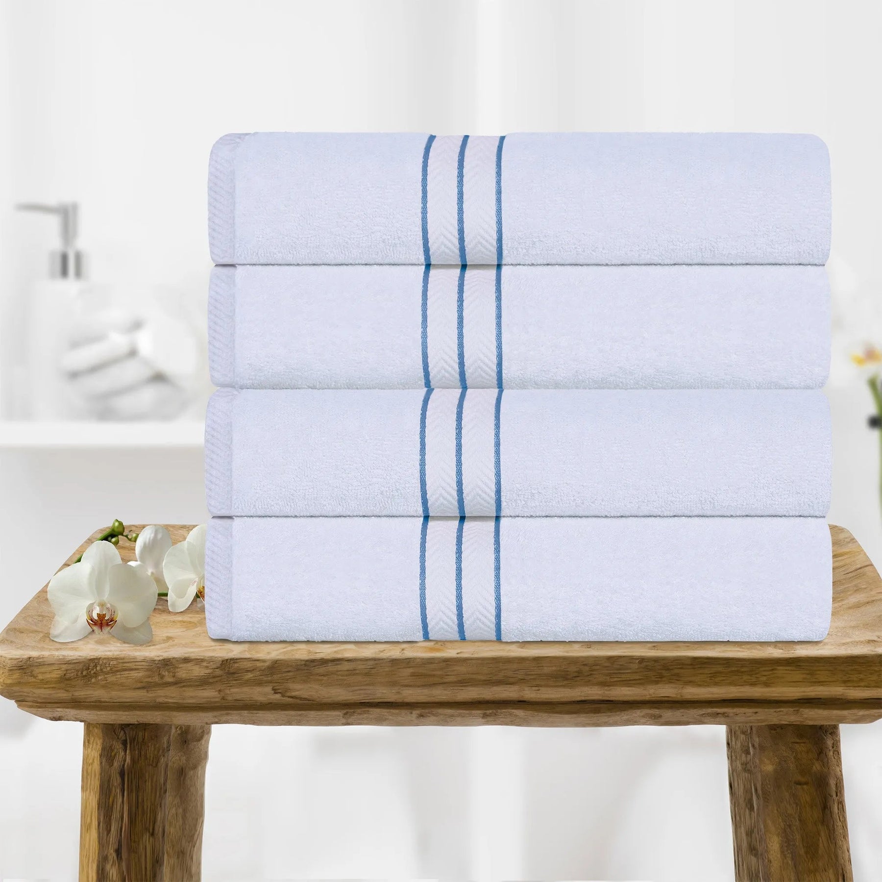 Ultra-Plush Turkish Cotton Super Absorbent Solid Bath Towel Set of 4