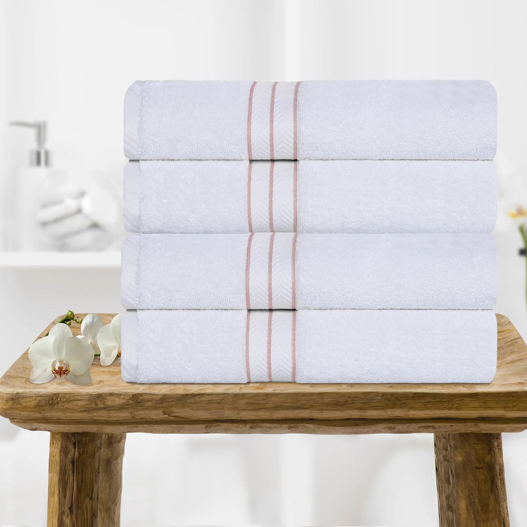 Ultra-Plush Turkish Cotton Super Absorbent Solid Bath Towel Set of 4